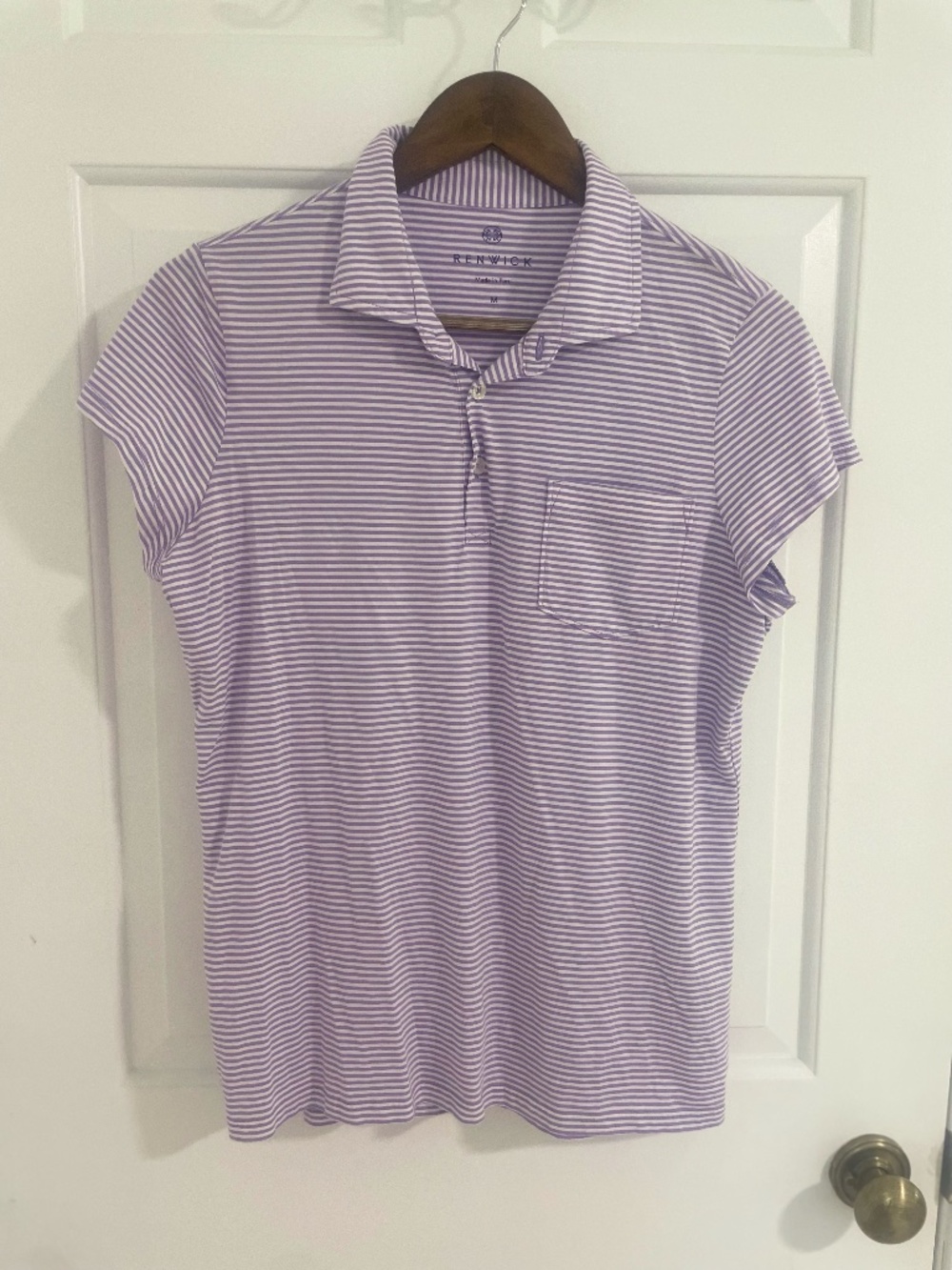 Renwick Gold Purple and White Striped Polo